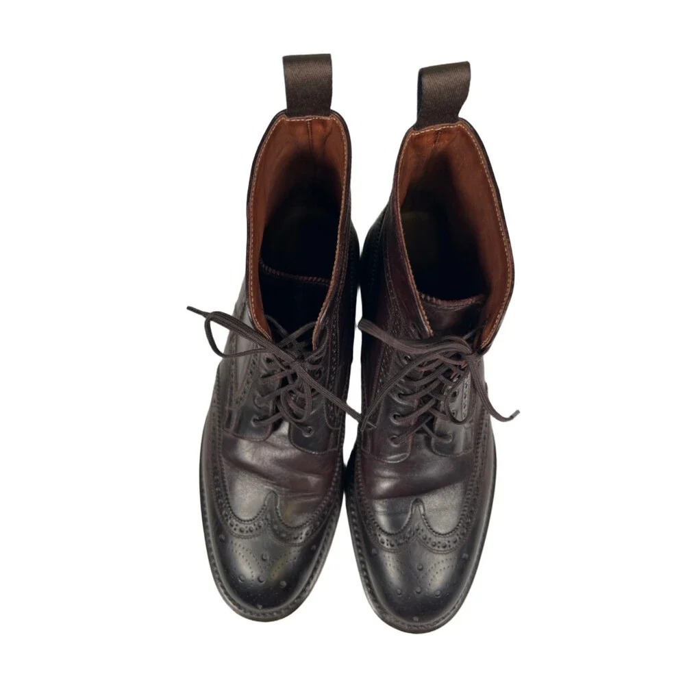 Regain Women's Brown Hide Leather Wingtip Lace Up Boots - 38.5/US 8